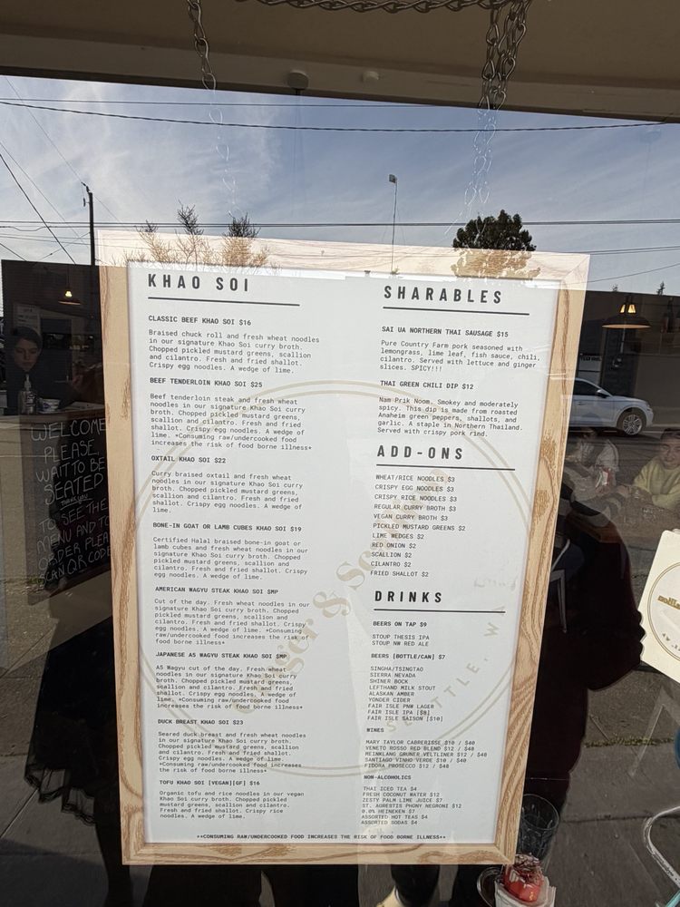 The handwritten menu on display